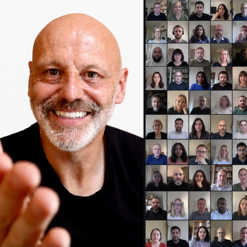 Brad Burton hosting a live online keynote with a gallery of 60 attendees